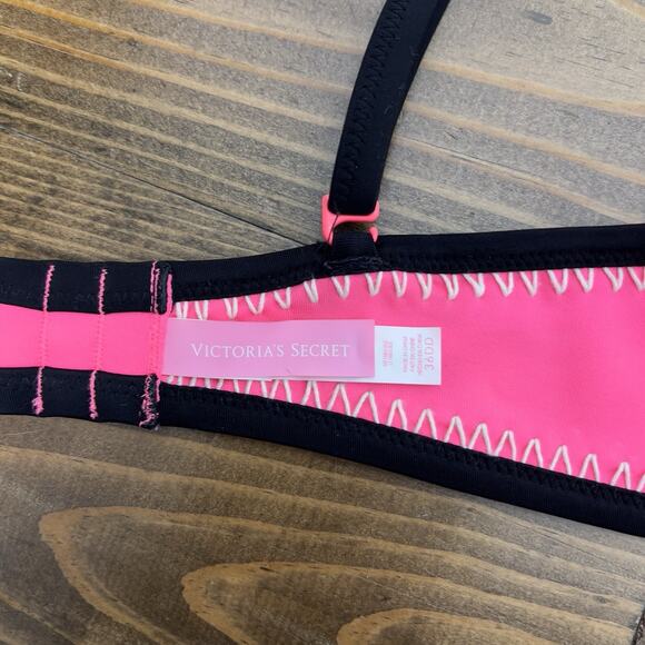 NEW VICTORIA'S SECRET Crochet Neon Nectar Surf Bikini Swimsuit 34DD Large Pink - Picture 6 of 8